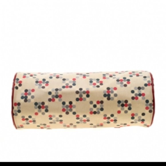 Burberry red leather trim dots barrel Boston bag - Picture 4 of 9